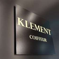 Plaque Alu brossé noir Klement Coiffure